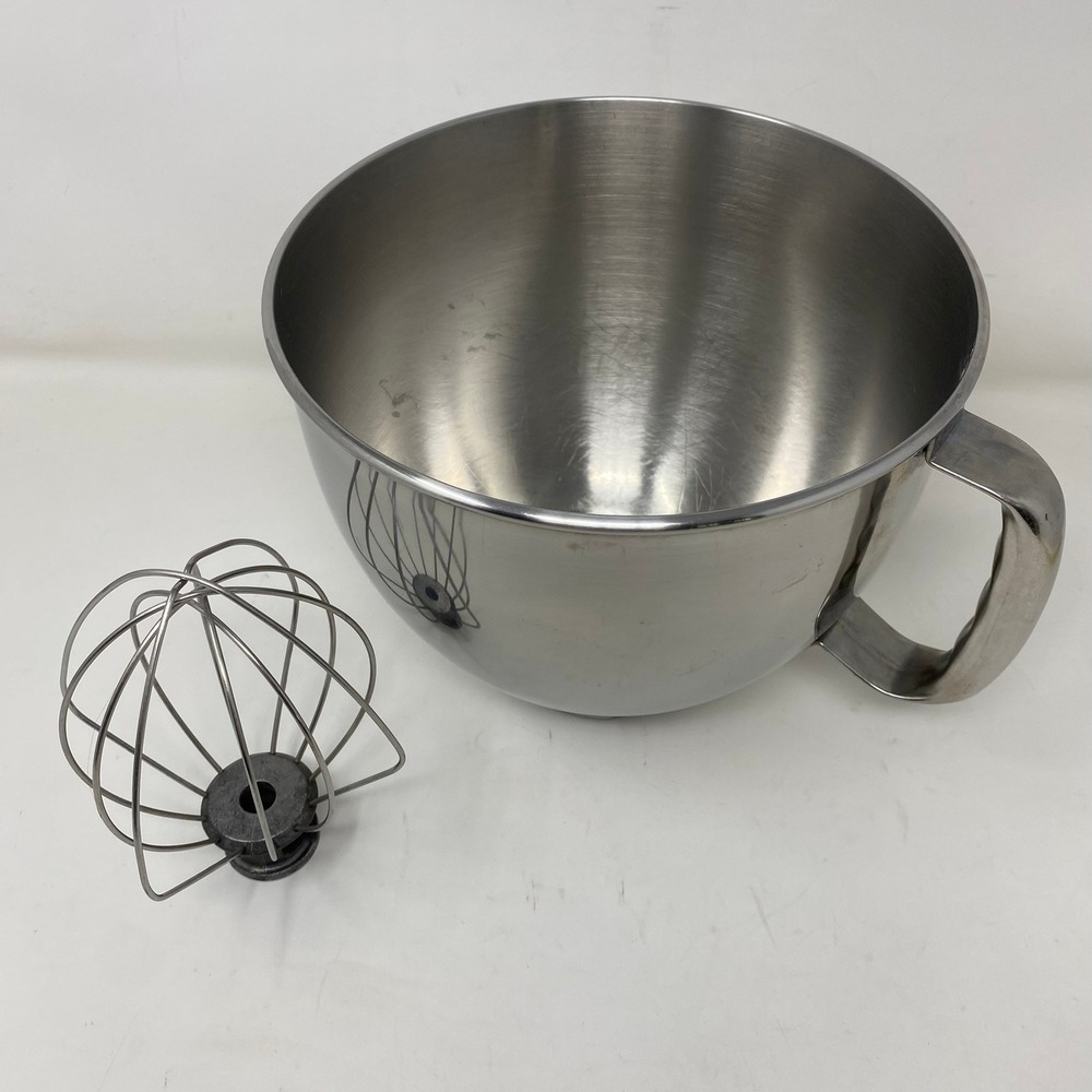 KitchenAid KSM150 Mixing Bowl 5 Qt Silver Stainless Steel With Wire Whip
